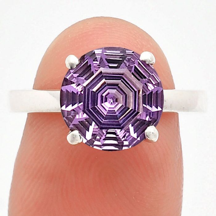 African Amethyst Ring size-7.5 EXR01936 R-1019, 10x10 mm