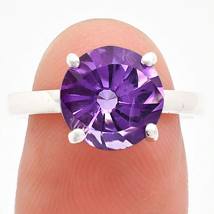 African Amethyst Ring size-7.5 EXR01942 R-1019, 10x10 mm