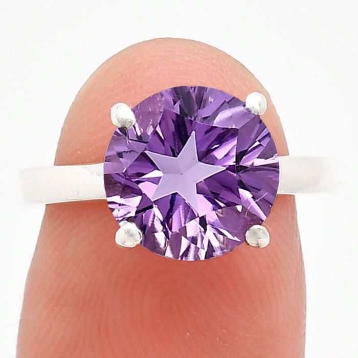 African Amethyst Ring size-7 EXR01943 R-1019, 10x10 mm