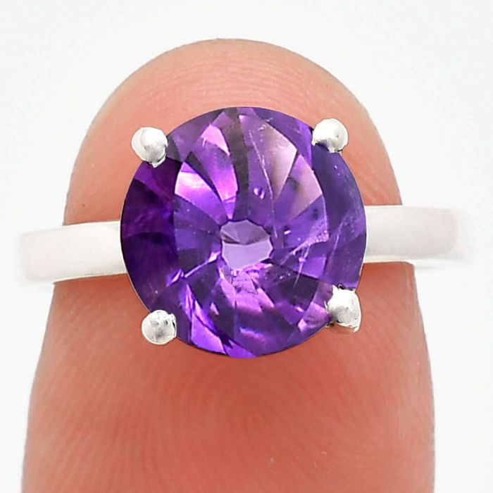 African Amethyst Ring size-7 EXR01951 R-1019, 10x10 mm