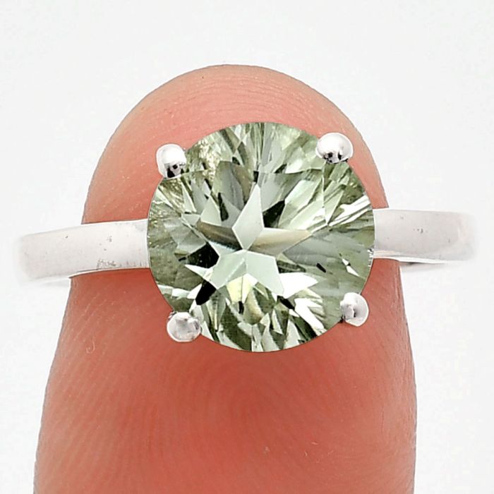 Prasiolite (Green Amethyst) Ring size-9.5 EXR01954 R-1019, 10x10 mm