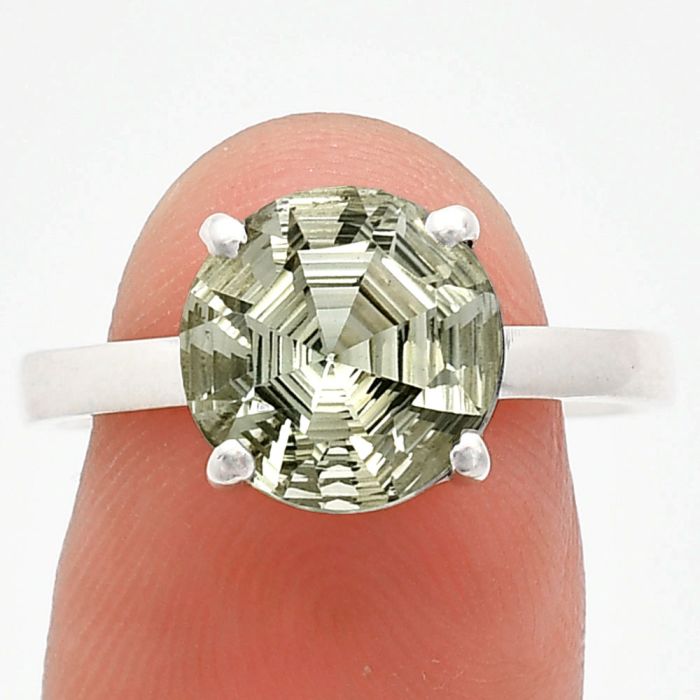 Prasiolite (Green Amethyst) Ring size-9 EXR01955 R-1019, 10x10 mm