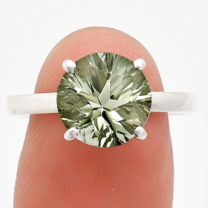 Prasiolite (Green Amethyst) Ring size-9 EXR01960 R-1019, 10x10 mm