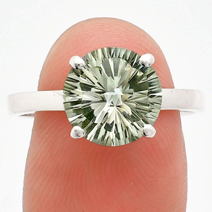 Prasiolite (Green Amethyst) Ring size-9 EXR01965 R-1019, 10x10 mm