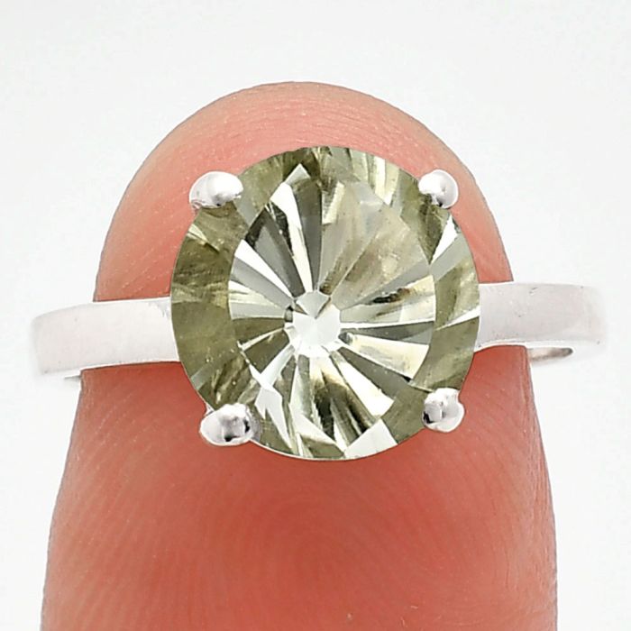 Prasiolite (Green Amethyst) Ring size-7 EXR01966 R-1019, 10x10 mm