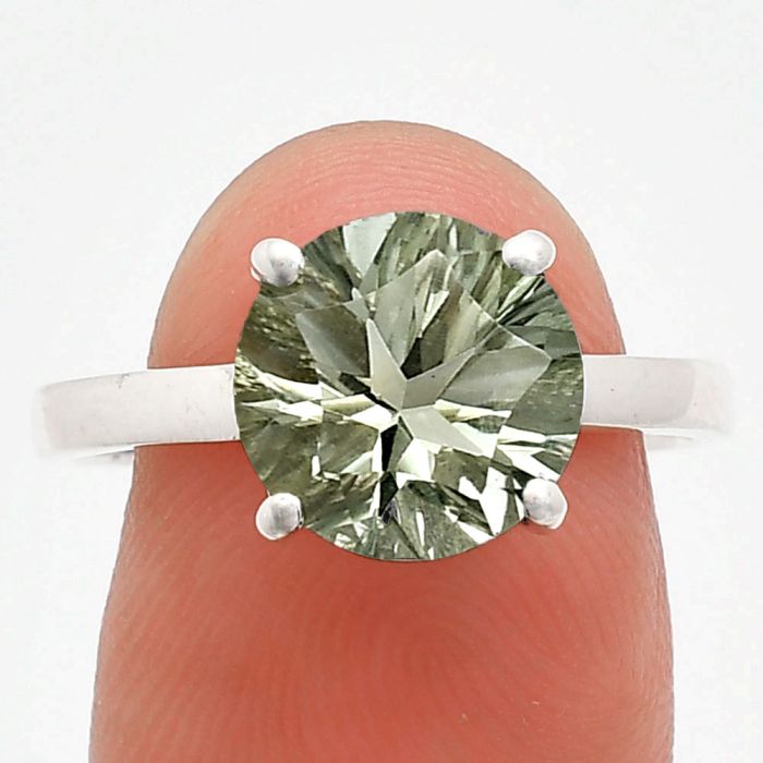 Prasiolite (Green Amethyst) Ring size-9 EXR01969 R-1019, 10x10 mm