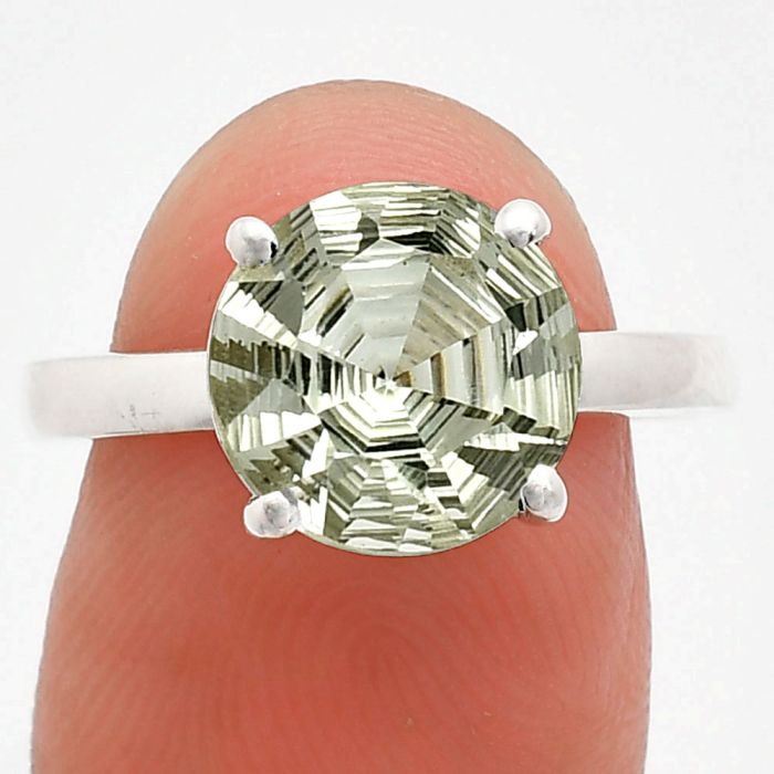 Prasiolite (Green Amethyst) Ring size-7.5 EXR01970 R-1019, 10x10 mm