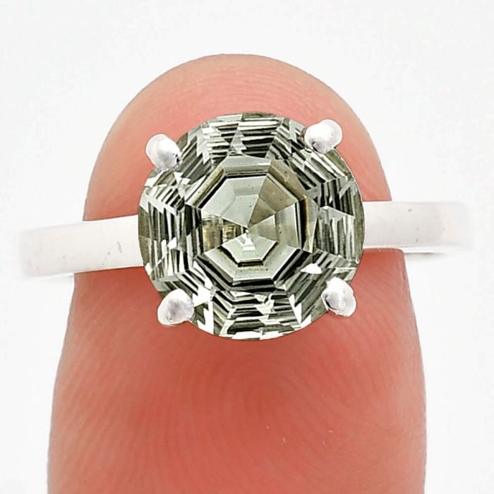 Prasiolite (Green Amethyst) Ring size-9 EXR01971 R-1019, 10x10 mm