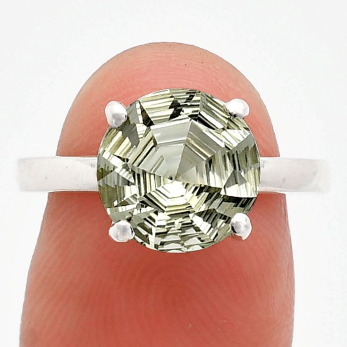 Prasiolite (Green Amethyst) Ring size-7.5 EXR01983 R-1019, 10x10 mm