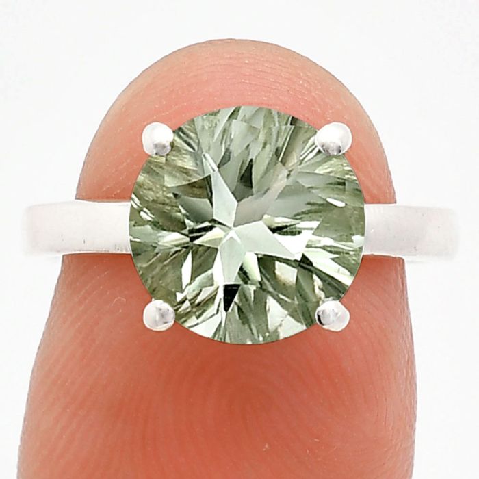 Prasiolite (Green Amethyst) Ring size-7 EXR01987 R-1019, 10x10 mm