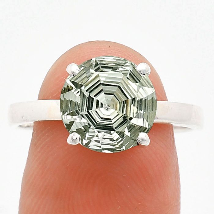 Prasiolite (Green Amethyst) Ring size-9 EXR01989 R-1019, 10x10 mm