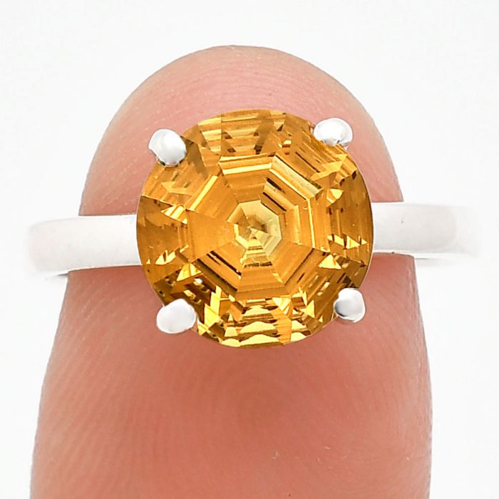 Citrine Ring size-8 EXR02011 R-1019, 10x10 mm