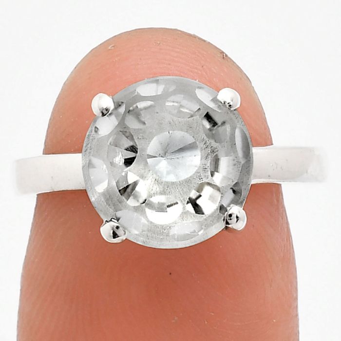 White Quartz Ring size-7 EXR02016 R-1019, 10x10 mm