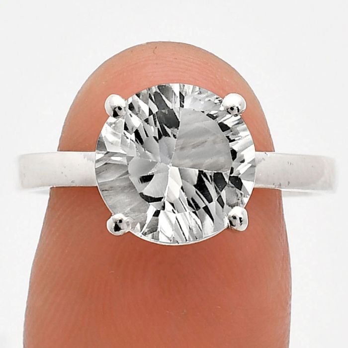 White Quartz Ring size-9.5 EXR02017 R-1019, 10x10 mm