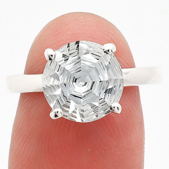 White Quartz Ring size-9 EXR02019 R-1019, 10x10 mm