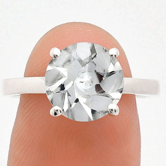 White Quartz Ring size-9 EXR02029 R-1019, 10x10 mm