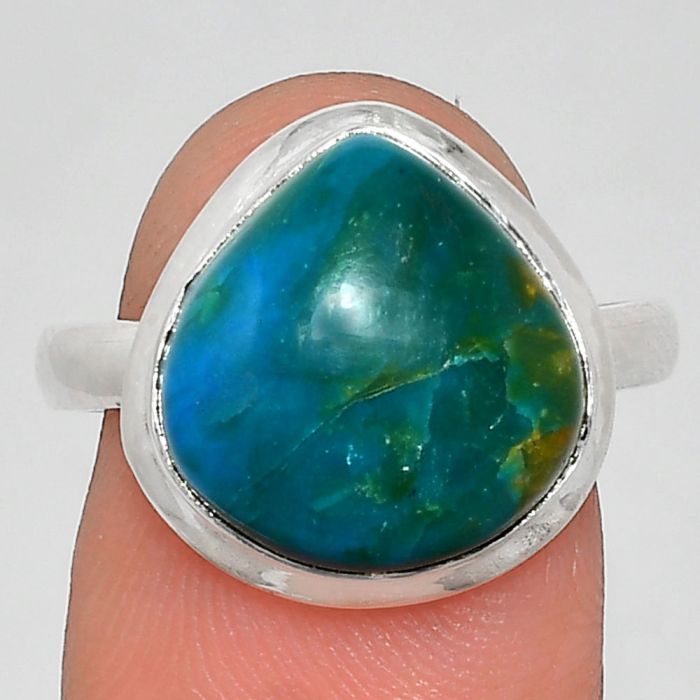 Azurite Chrysocolla Ring size-9 EXR02081 R-1007, 13x13 mm