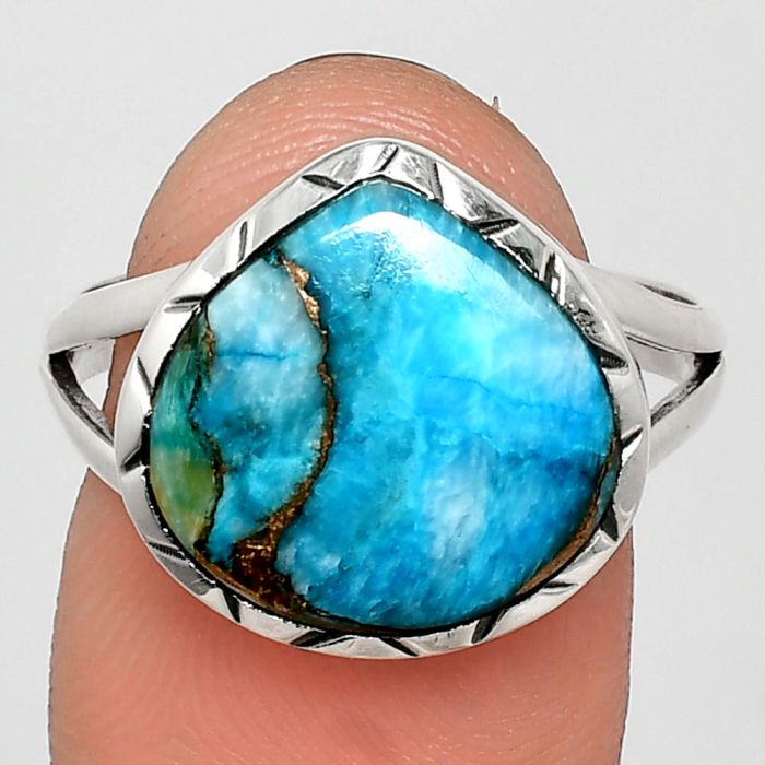 Spiny Oyster Turquoise Ring size-8.5 EXR02087 R-1074, 14x14 mm