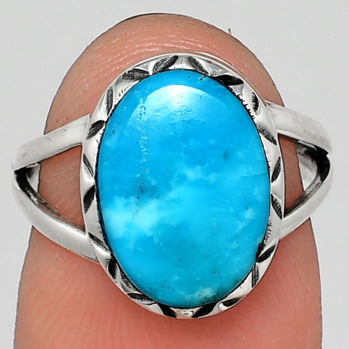 Natural Rare Turquoise Nevada Aztec Mt Ring size-6 EXR02088 R-1074, 9x13 mm