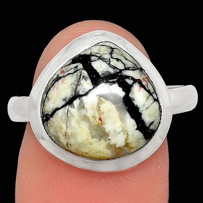 Authentic White Buffalo Turquoise Nevada Ring size-10 EXR02099 R-1007, 13x13 mm