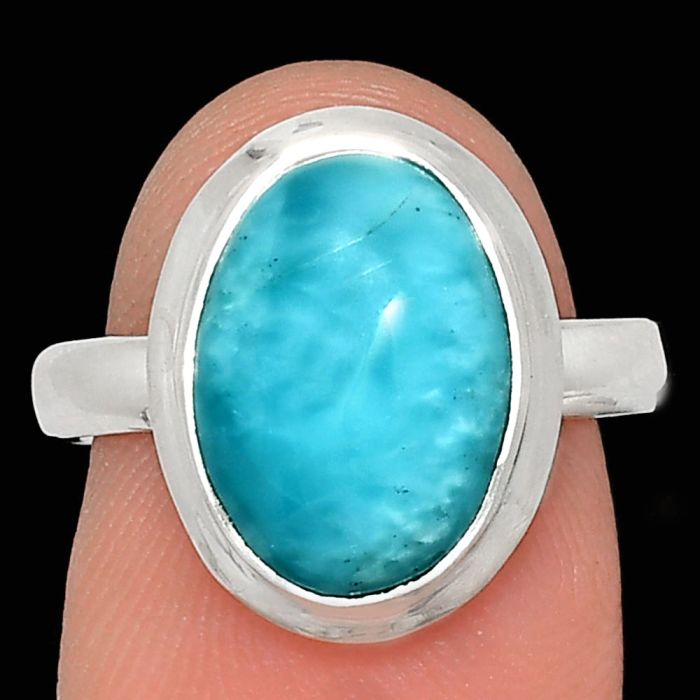 Larimar (Dominican Republic) Ring size-7.5 EXR02101 R-1007, 10x14 mm