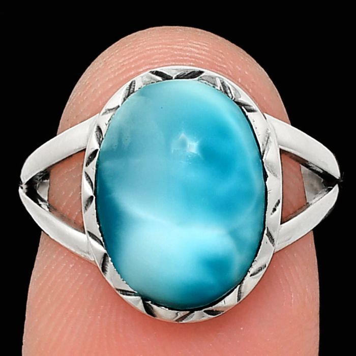 Larimar (Dominican Republic) Ring size-7 EXR02102 R-1074, 10x14 mm