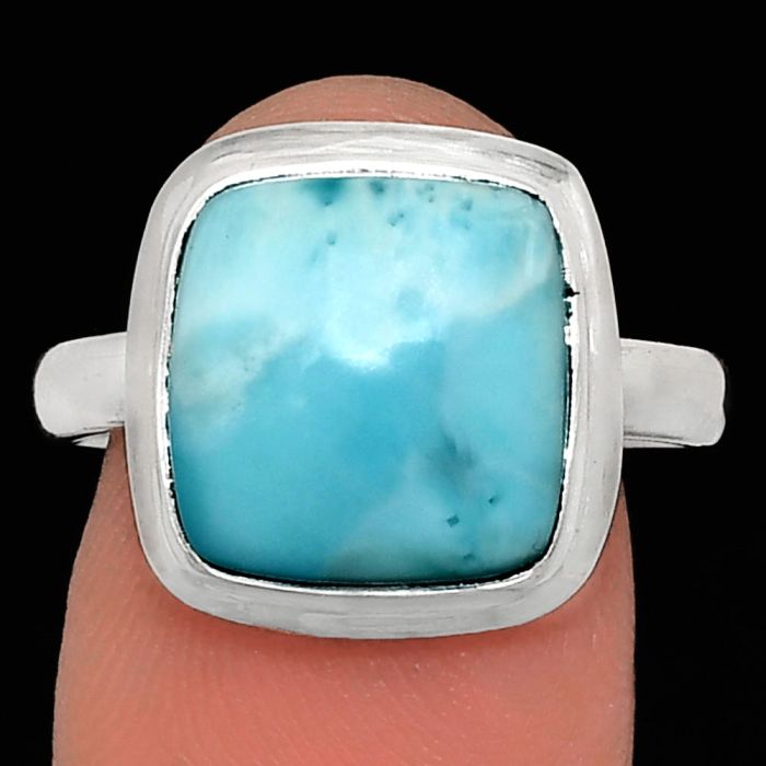 Larimar (Dominican Republic) Ring size-9 EXR02103 R-1007, 12x12 mm