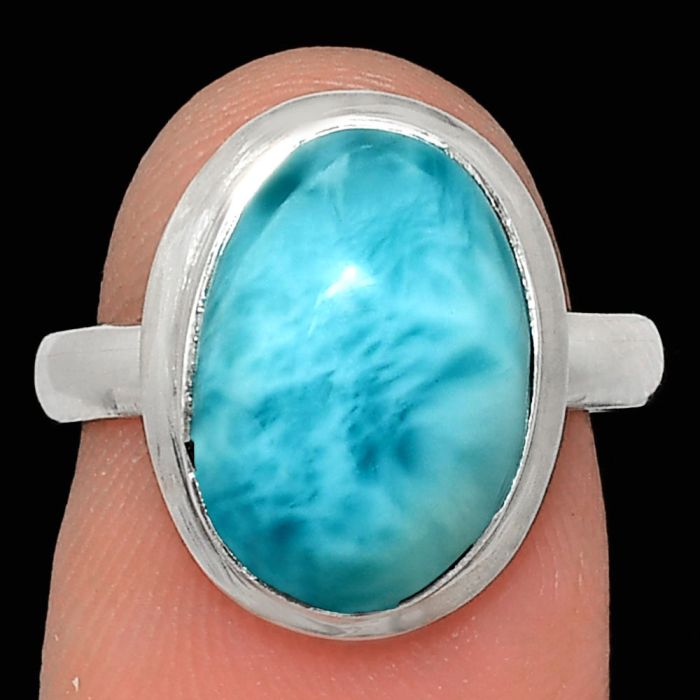 Larimar (Dominican Republic) Ring size-7 EXR02104 R-1007, 10x14 mm