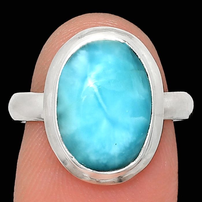 Larimar (Dominican Republic) Ring size-8 EXR02106 R-1007, 10x14 mm