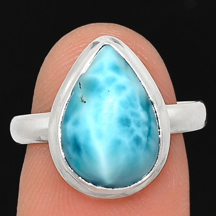 Larimar (Dominican Republic) Ring size-8 EXR02107 R-1007, 10x14 mm