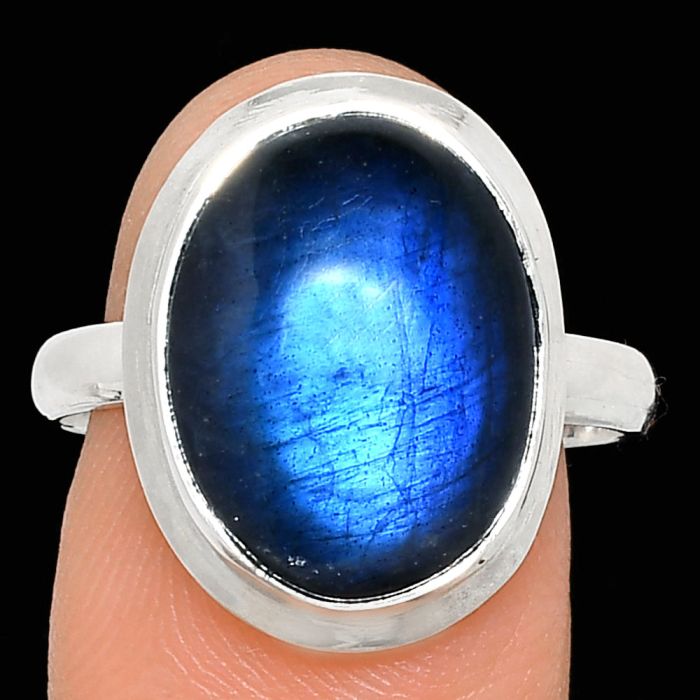 Blue Fire Labradorite Ring size-9 EXR02113 R-1007, 12x16 mm