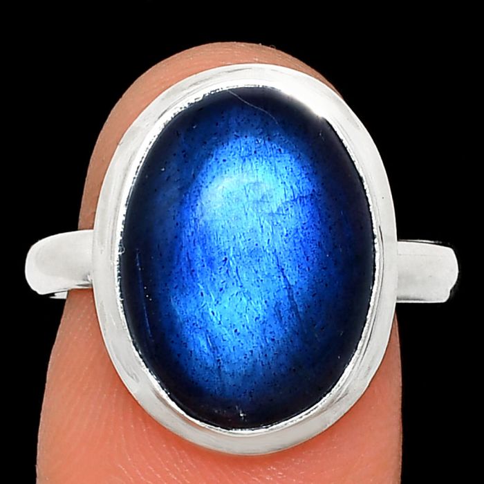 Blue Fire Labradorite Ring size-9 EXR02114 R-1007, 12x16 mm