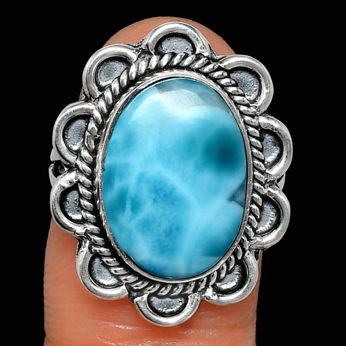 Larimar (Dominican Republic) Ring size-7 EXR02122 R-1221, 11x15 mm