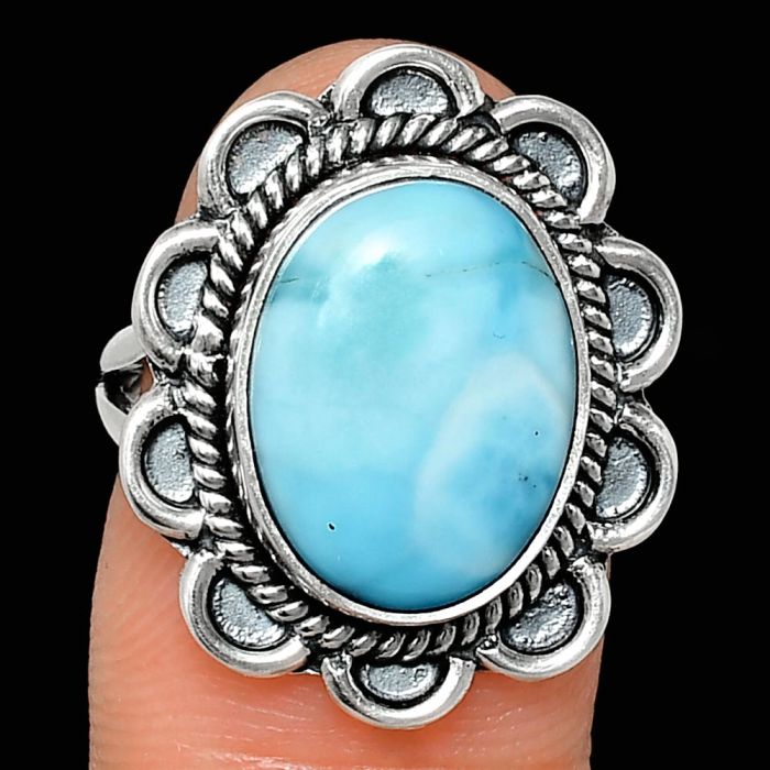 Larimar (Dominican Republic) Ring size-7 EXR02123 R-1221, 10x14 mm