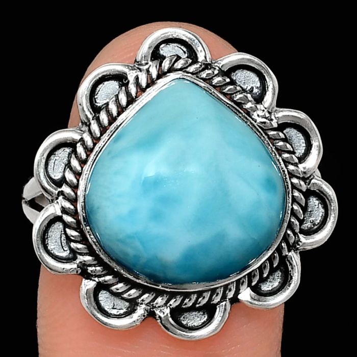 Larimar (Dominican Republic) Ring size-9.5 EXR02124 R-1221, 14x14 mm