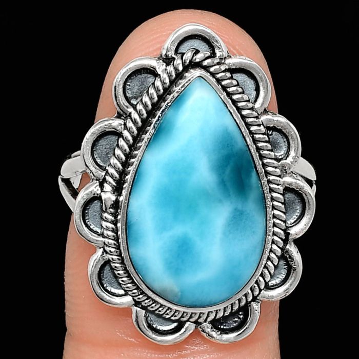 Larimar (Dominican Republic) Ring size-9 EXR02125 R-1221, 11x18 mm