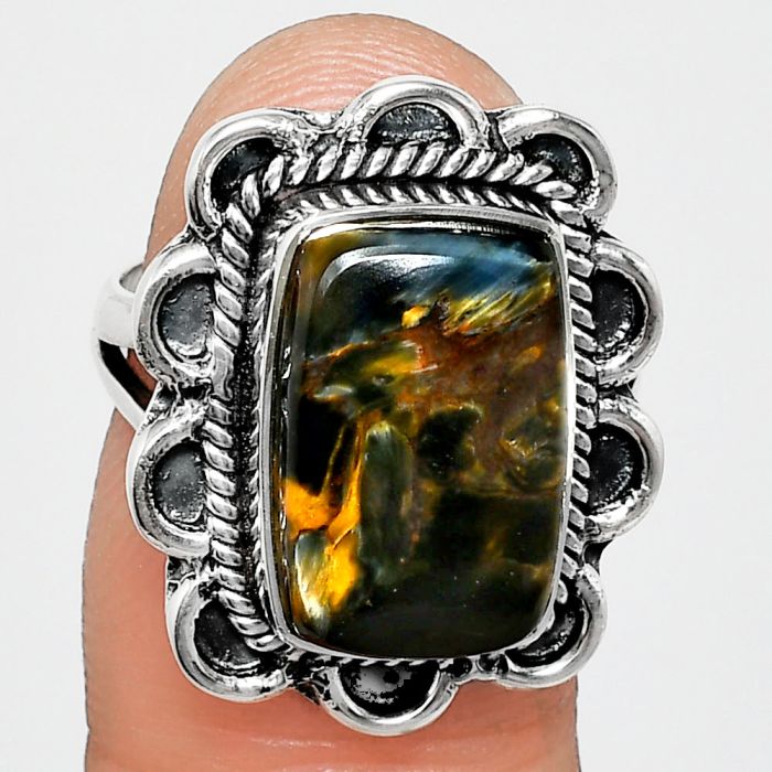 Pietersite Ring size-7 EXR02163 R-1221, 10x15 mm