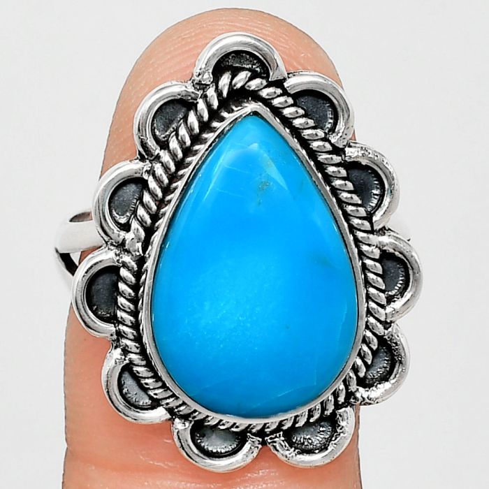 Sleeping Beauty Turquoise Ring size-9 EXR02167 R-1221, 12x17 mm