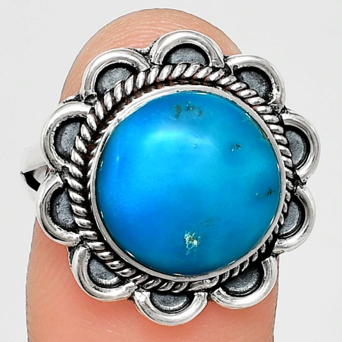 Sleeping Beauty Turquoise Ring size-8 EXR02170 R-1221, 13x13 mm