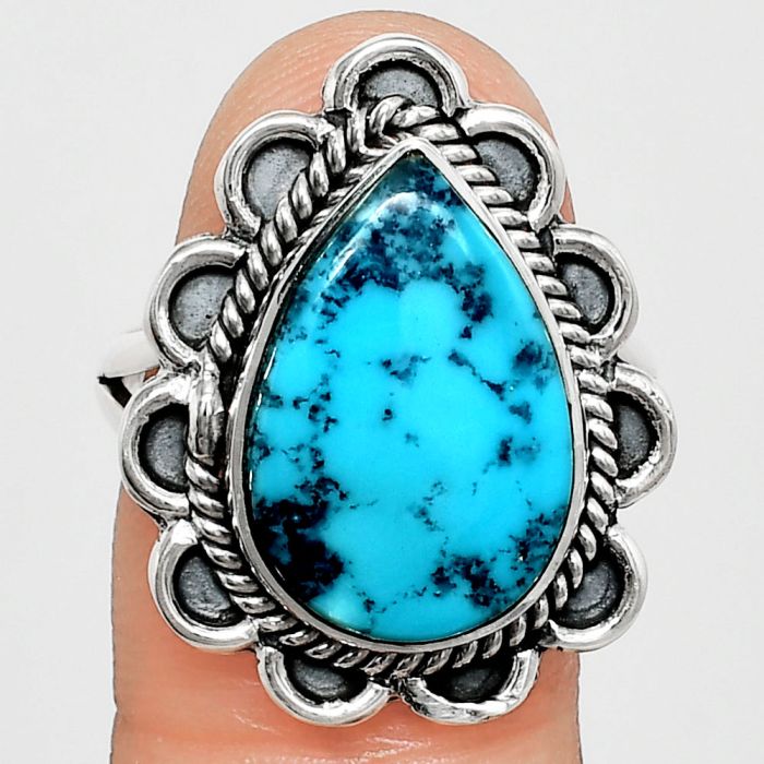 Natural Turquoise Morenci Mine Ring size-9 EXR02171 R-1221, 12x17 mm