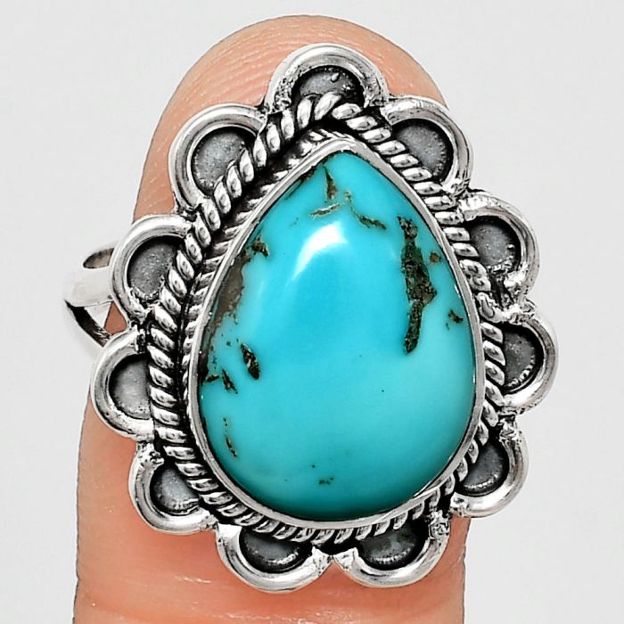 Sleeping Beauty Turquoise Ring size-8.5 EXR02173 R-1221, 12x16 mm