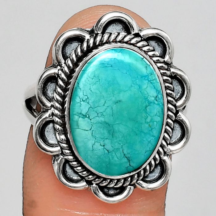 Natural Rare Turquoise Nevada Aztec Mt Ring size-8 EXR02174 R-1221, 11x15 mm