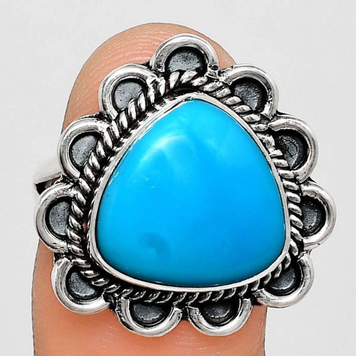 Sleeping Beauty Turquoise Ring size-8 EXR02182 R-1221, 13x13 mm