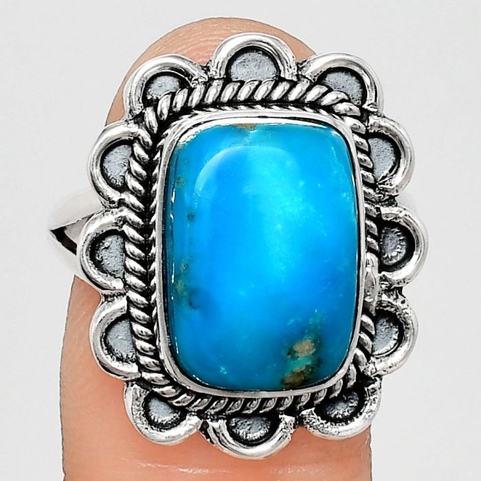 Sleeping Beauty Turquoise Ring size-9 EXR02183 R-1221, 10x14 mm