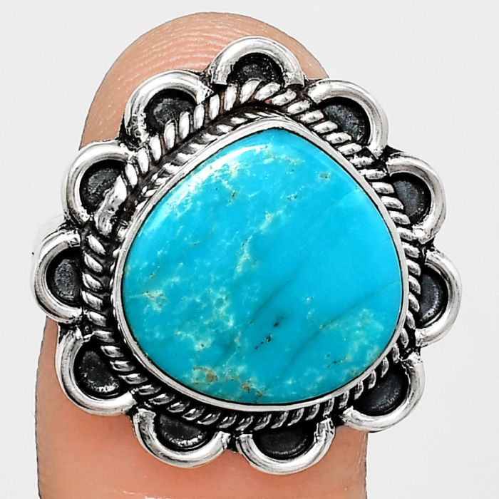 Natural Rare Turquoise Nevada Aztec Mt Ring size-8 EXR02184 R-1221, 14x14 mm