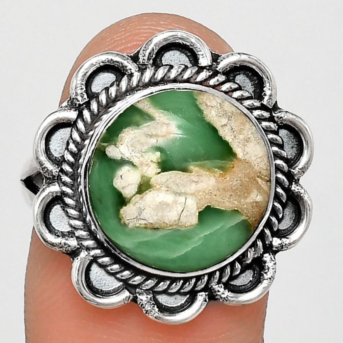 Utah Variscite Ring size-8 EXR02187 R-1221, 13x13 mm