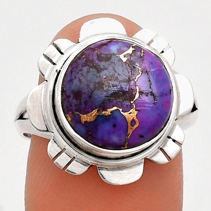 Copper Purple Turquoise Ring size-9 EXR02213 R-1342, 12x12 mm