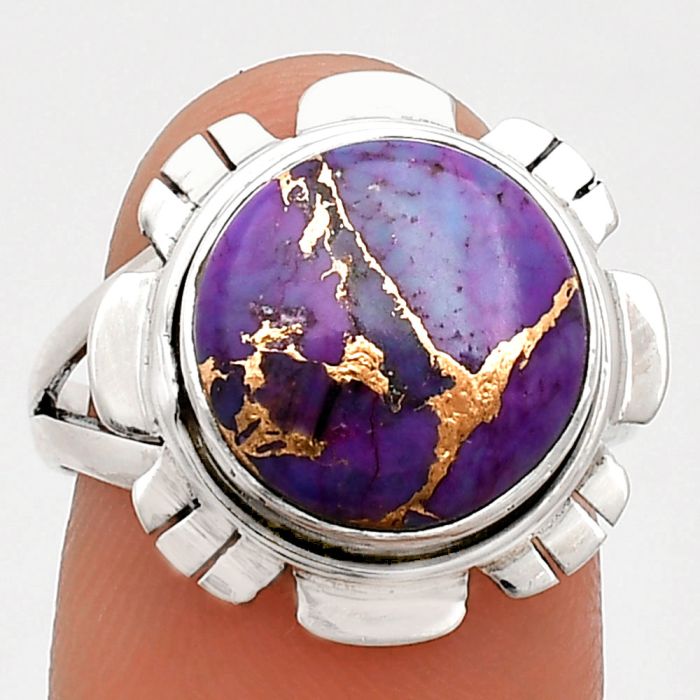 Copper Purple Turquoise Ring size-8 EXR02214 R-1342, 12x12 mm