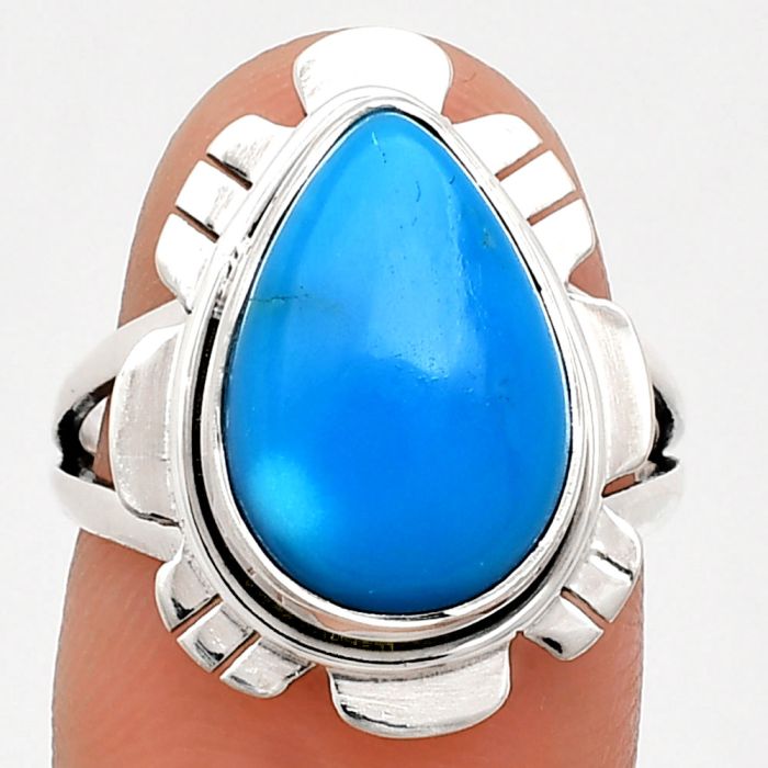 Sleeping Beauty Turquoise Ring size-7 EXR02216 R-1342, 10x15 mm