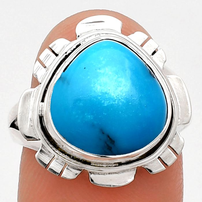 Sleeping Beauty Turquoise Ring size-8 EXR02217 R-1342, 12x12 mm